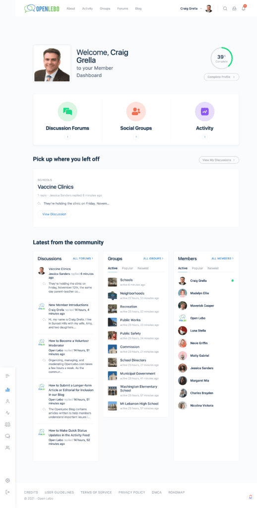 The Structure of OpenLebo.com 1 Open Lebo Screenshot - Dashboard