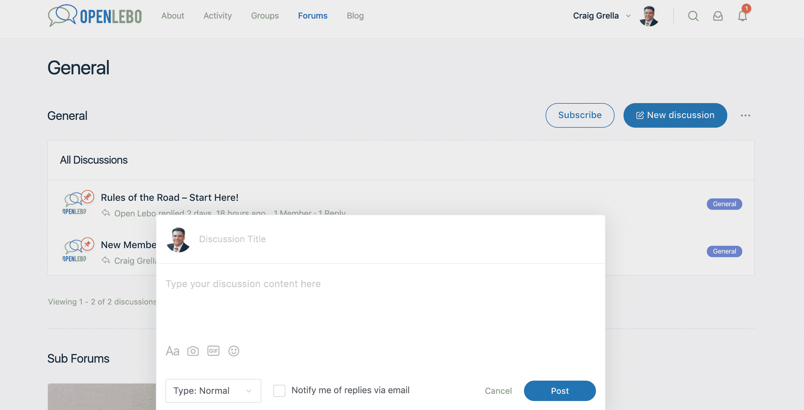 Everything You Need to Know About the OpenLebo Forums 6 Open Lebo Screenshot - Forum New Discussion View