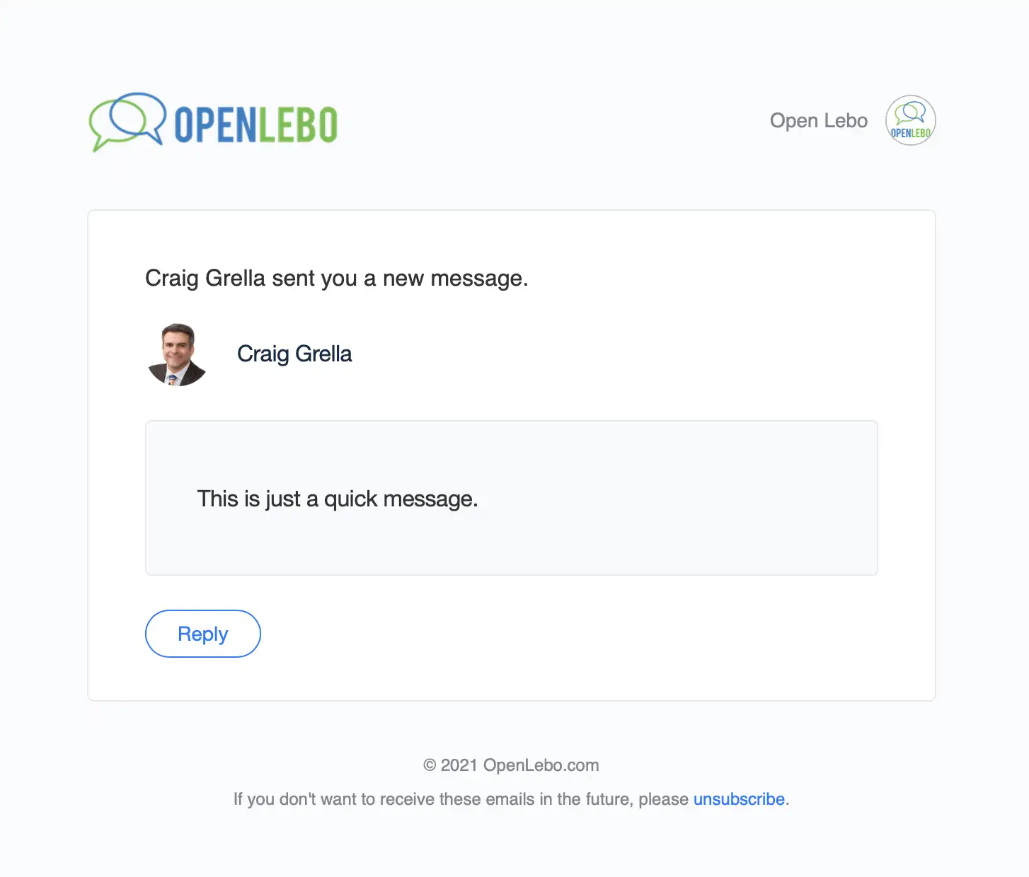 Open Lebo Screenshot - Forum Reply Email