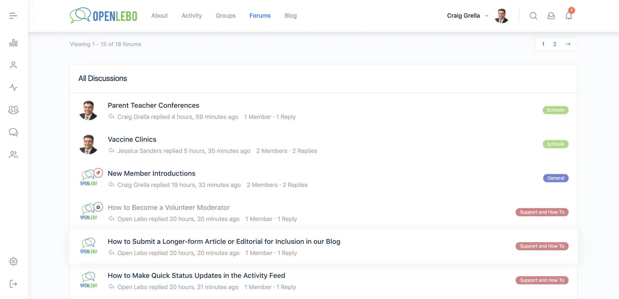 Open Lebo Screenshot - Forums Discussion Listing